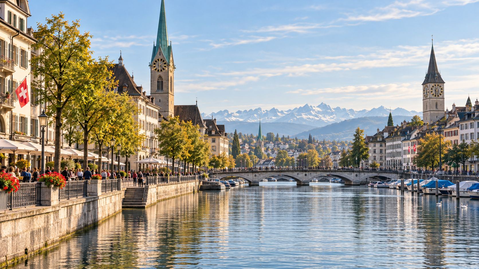 Veduta illustrativa di una città svizzera